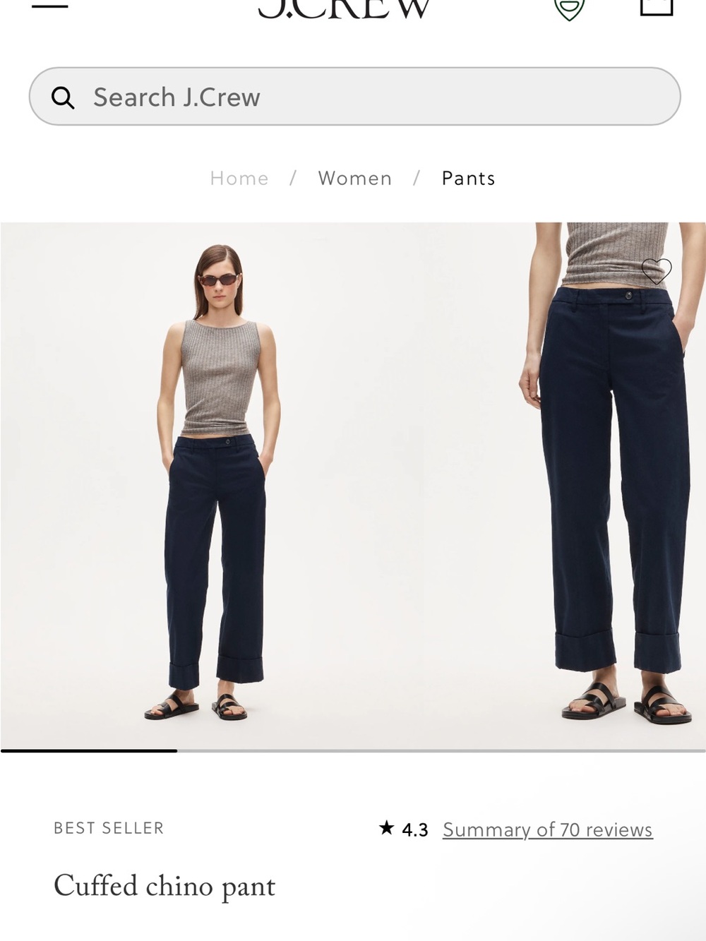 J. Crew Cuffed Chino Pants - Navy
